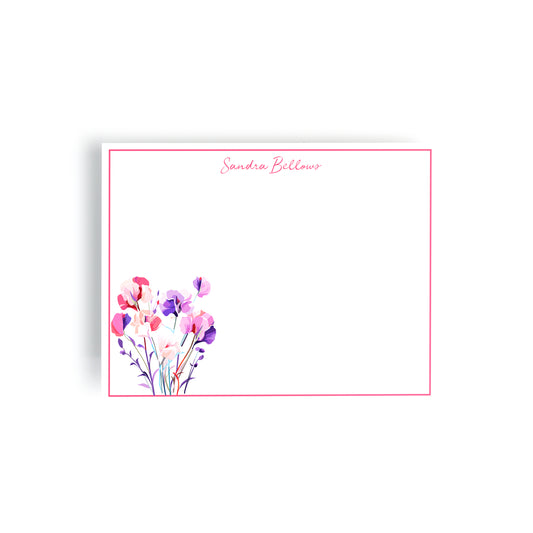 Personalized Birth Month Flower Boxed Notecards, April - Sweet Pea