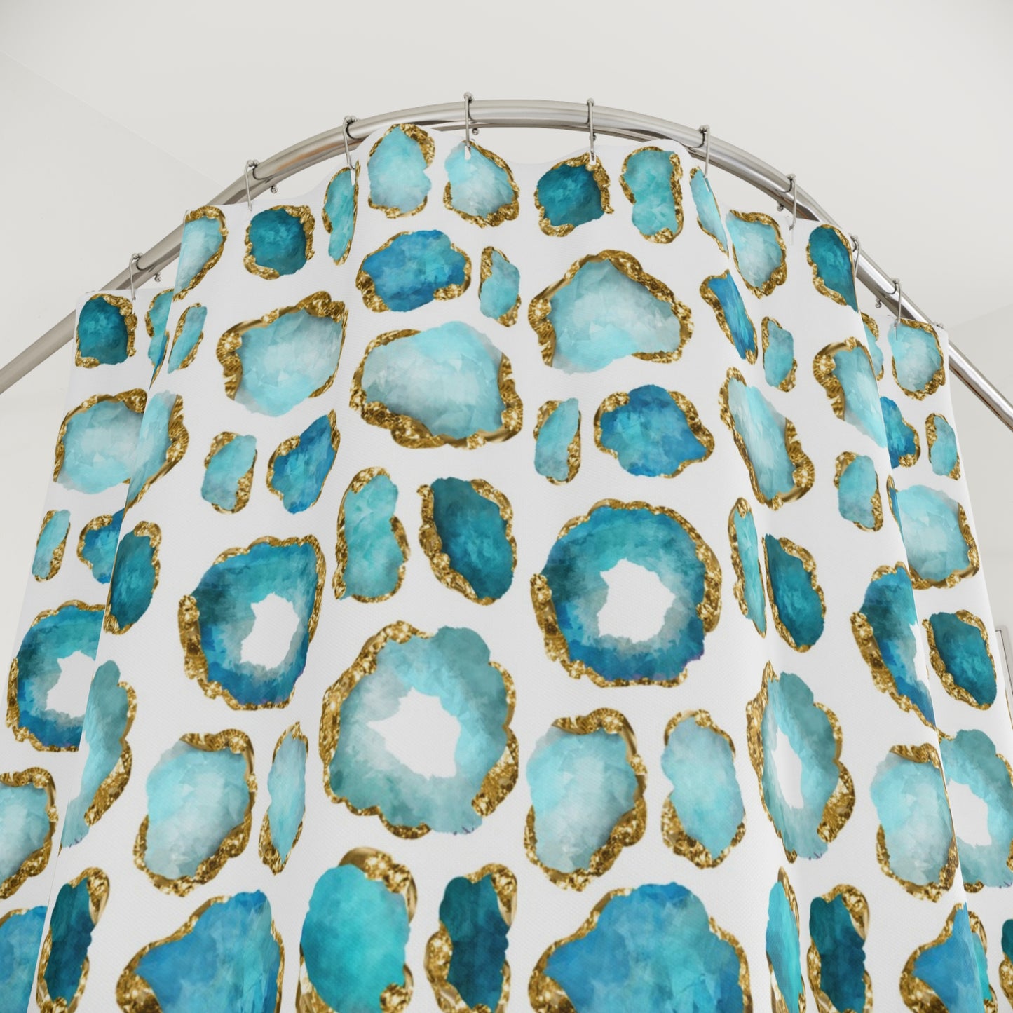 Gemstone Crystal Shower Curtain, Aquamarine and Gold