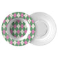 Argyle Bowl, Pink, Green and Cream, Luxury Plastic, Choose Single or Set