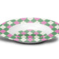 Argyle Bowl, Pink, Green and Cream, Luxury Plastic, Choose Single or Set