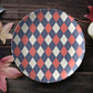 Argyle Plate, Navy, Red and Cream, Luxury Plastic, Choose Single or Set of Four