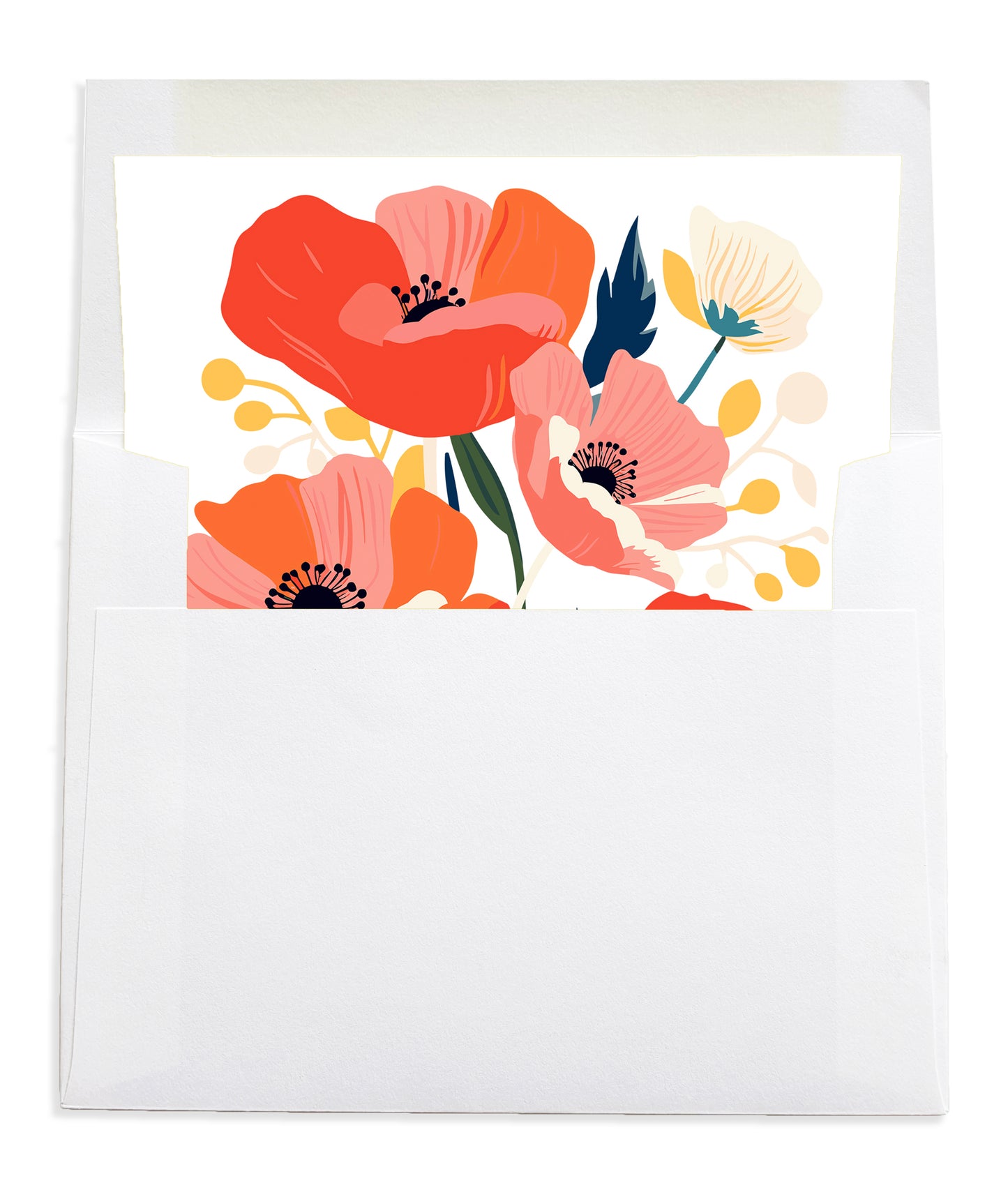 Personalized Birth Month Flower Boxed Notecards, August - Poppy