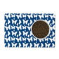 Hand drawn white butterflies on an indigo blue background pet feeding mat.