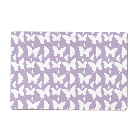 Pet Feeding Mat, Butterflies, Lavender and White