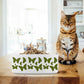 Butterflies Ceramic Pet Bowl, Green and White