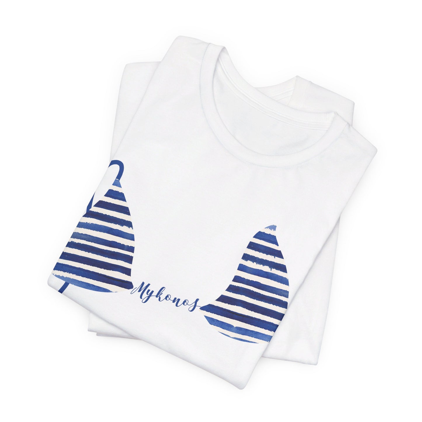 Bikini Top T-Shirt, Blue Nautical Stripes, Custom Personalization