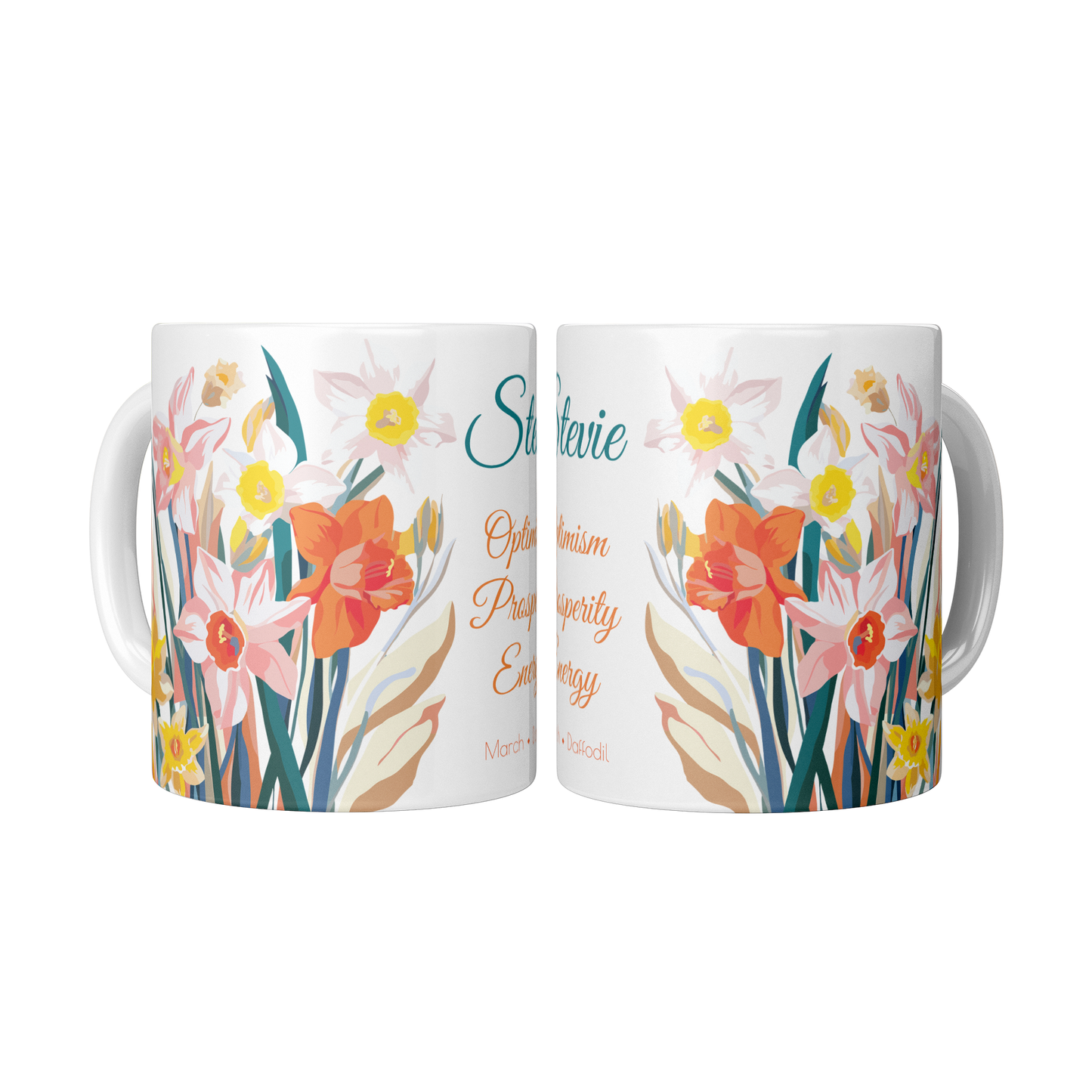 Personalized Birth Month Flower Mug, March - Daffodil