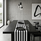 Black & White Canopy Stripe Table Runner, 16" x 90"