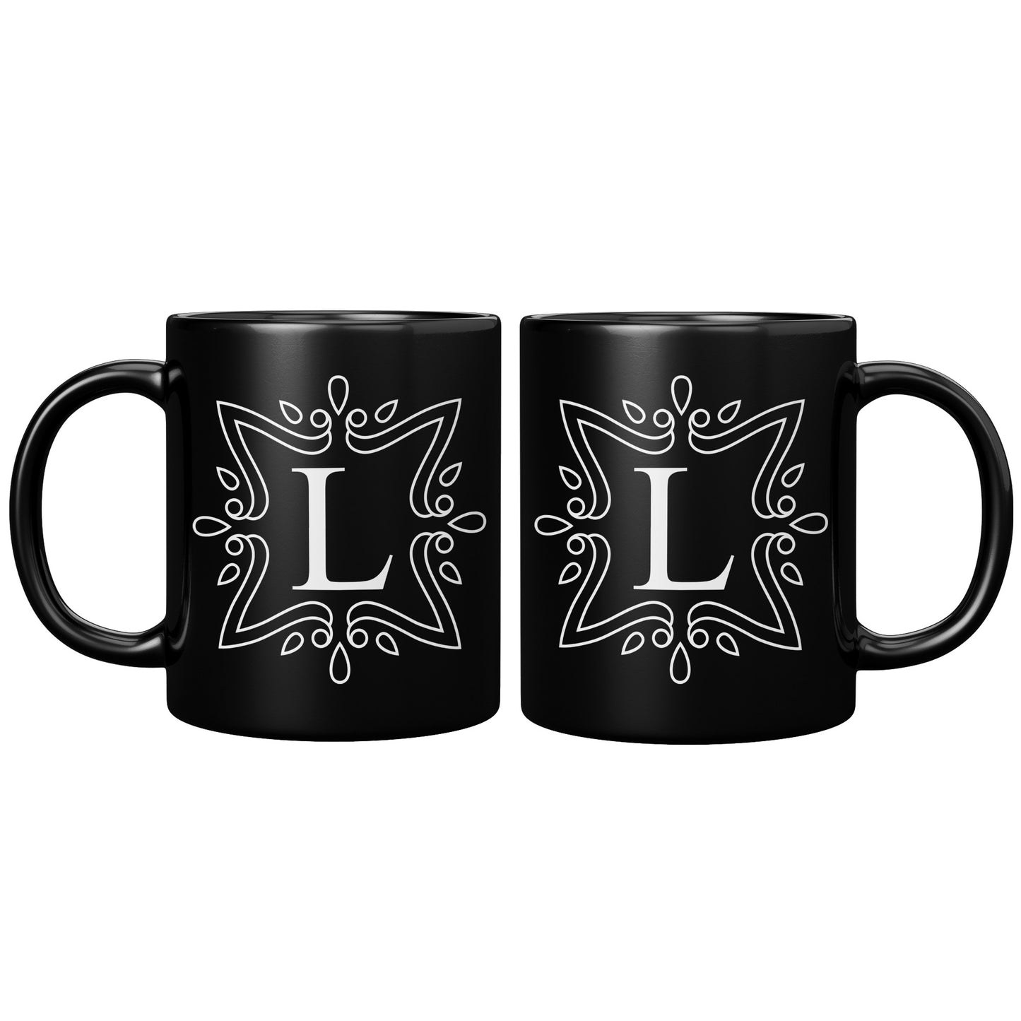 Black Monogram Mug, Letter L