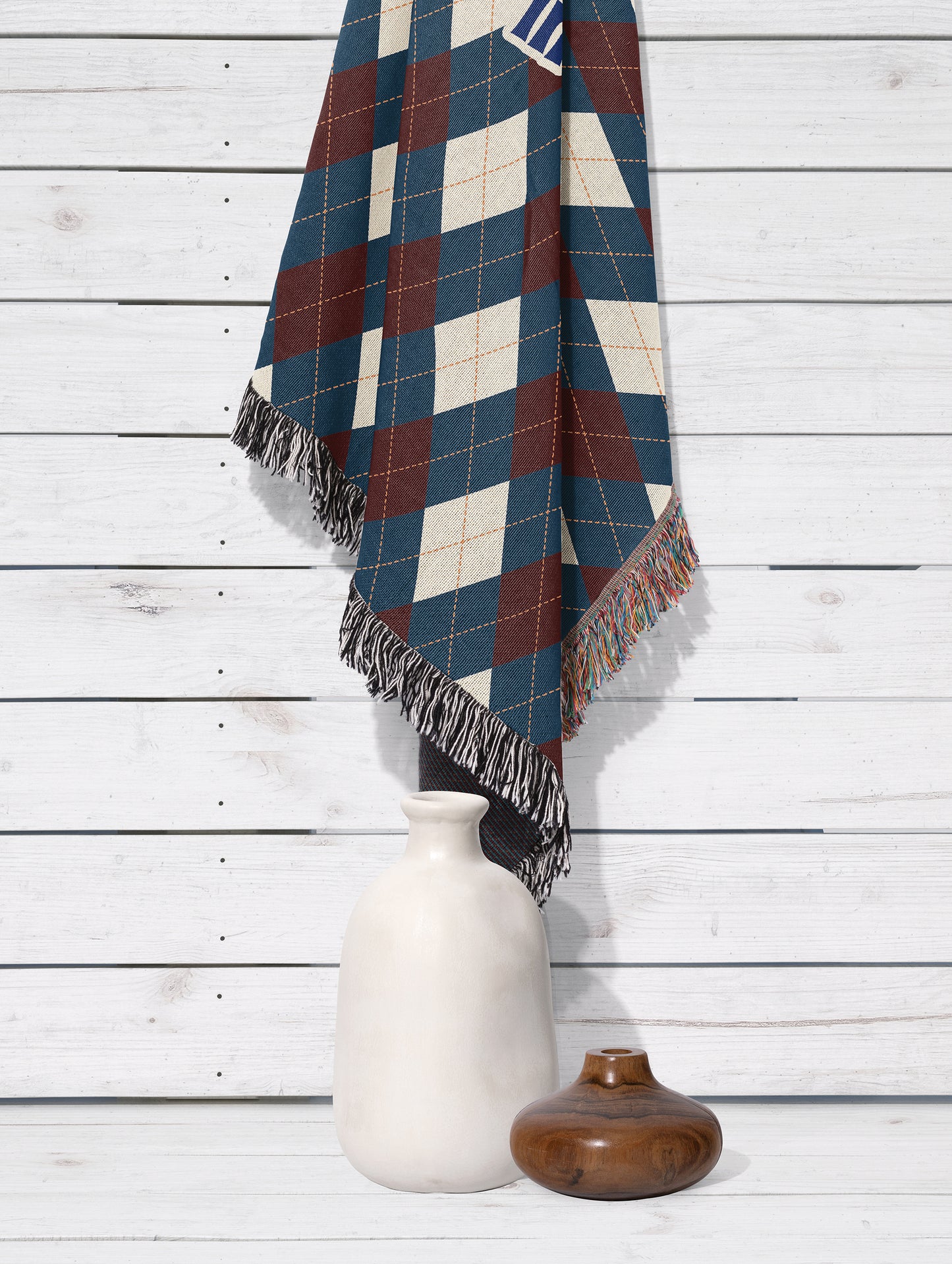 In My Cozy Era Argyle Woven Throw Blanket