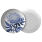 Blue Peony Flower Plates, Luxury Plastic Dinnerware, 10"D, Single or Set of 4