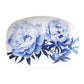 Blue peonies botanical serving platter features oversized blossoms print on white