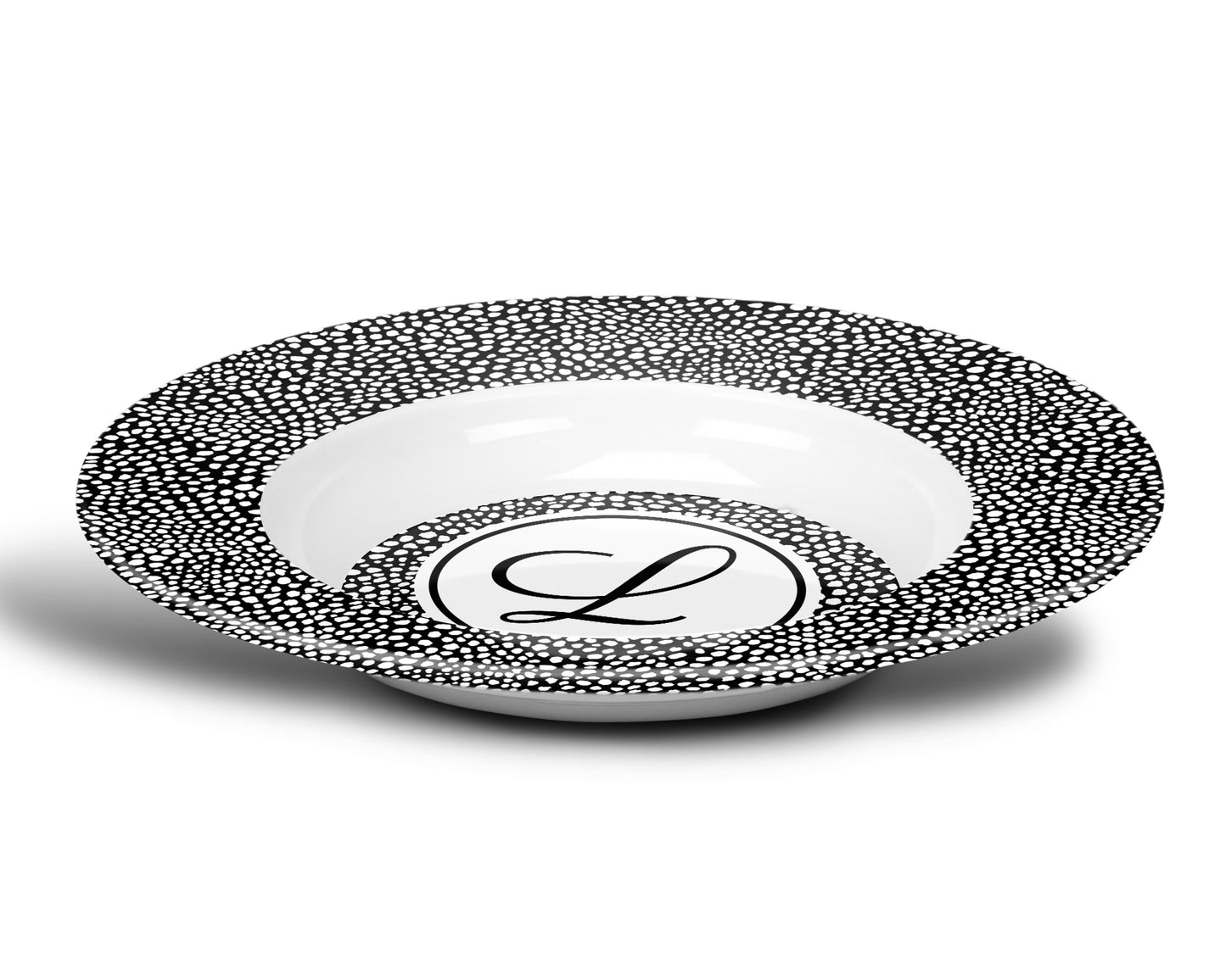 Monogram Bowls, Black & White Cheetah, Set of 4, Luxury Plastic