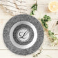 Personalized Bowl -Monogrammed Bowl with Black & White Cheetah Spots Animal Print with custom initials at center