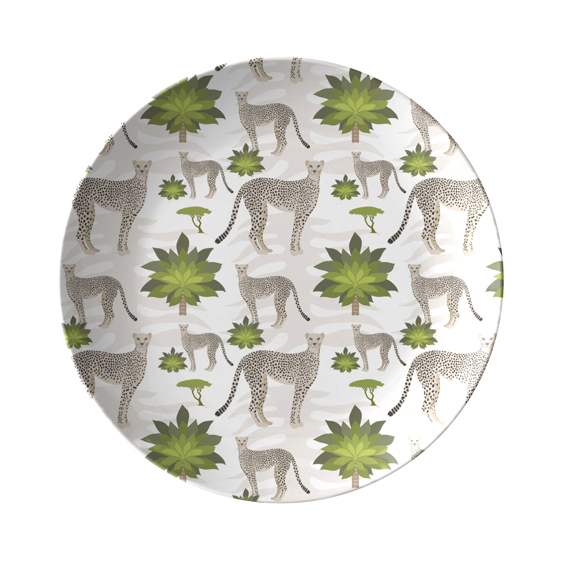 Safari Chic Cheetahs & Palm Trees Plastic Plate Set of 4