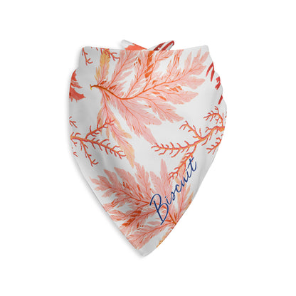 Sea Coral Personalized Dog Bandana, Custom Pet Bandana, Pink & Orange