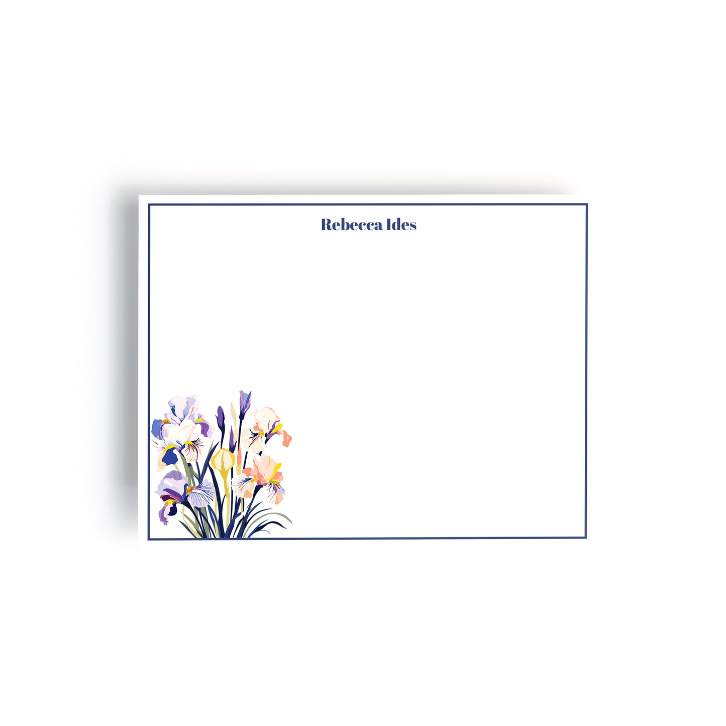 Personalized Birth Month Flower Boxed Notecards, February - Iris