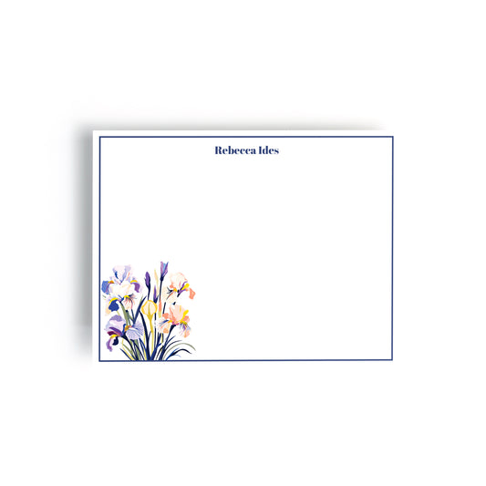 Personalized Birth Month Flower Boxed Notecards, February - Iris