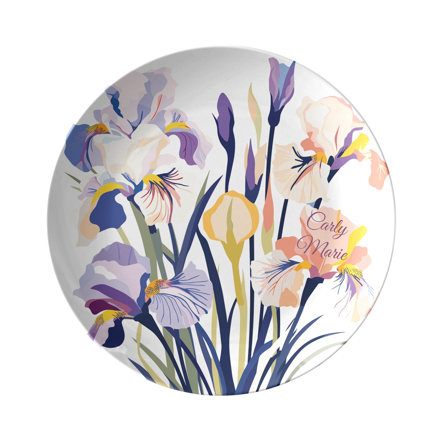 Personalized birth month flower plate with floral design and custom name