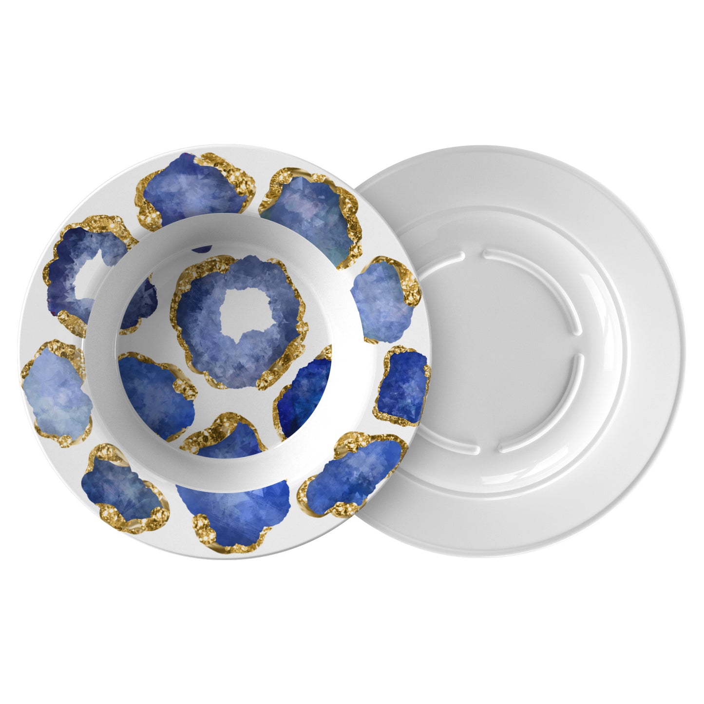 Luxury Sapphire & Gold Gemstone Plastic Bowls - Set of 4