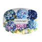 Decorative serving platter featuring blue and pink and purple hydrangeas personalized with any name or word.