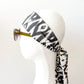 Ikat Skinny Scarf, Neck Tie Bow, Grey-Black & Ivory