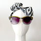 Black White Ikat Head Scarf Headband Hair Bow