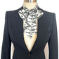 Ikat Print Skinny Scarf Neck Bow Grey Black & Ivory