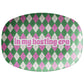 In My Hosting Era Argyle Serving Platter, Green/Pink, Luxury Plastic