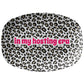 Leopard print serving platter with text that says in my hosting era in hot pink .