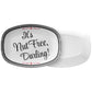 White oval serving platter labeled with 'It's Nut Free, Darling!' text and stripes on a white background