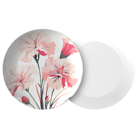 Birth Month Flower Plate features Pink Carnations for January Birthdays