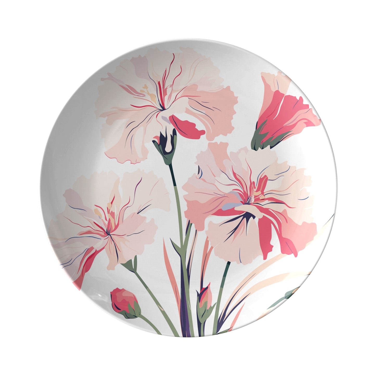 Birth Month Flower Decorative Plate features Pink Carnations for January Birthdays