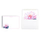Water Lily July birth month flower print notecard set with custom name and floral hand lined envelope