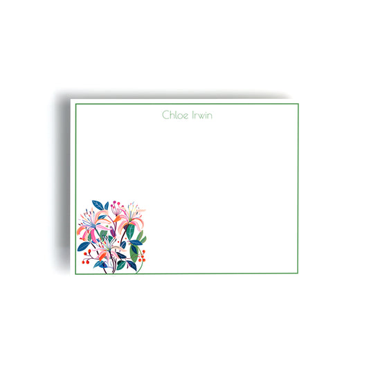 Personalized Birth Month Flower Boxed Notecards, June - Honeysuckle