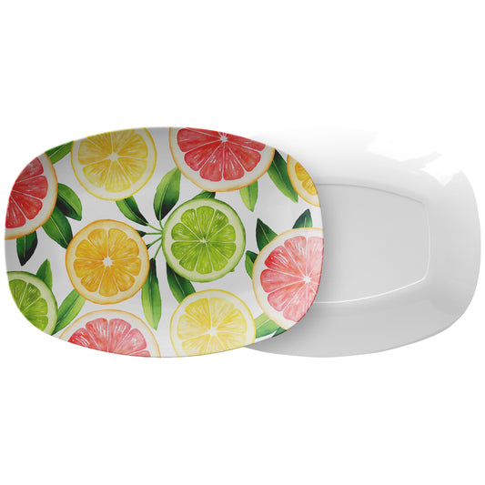Leafy Citrus Fruits Print Serving Platter, Luxury Plastic