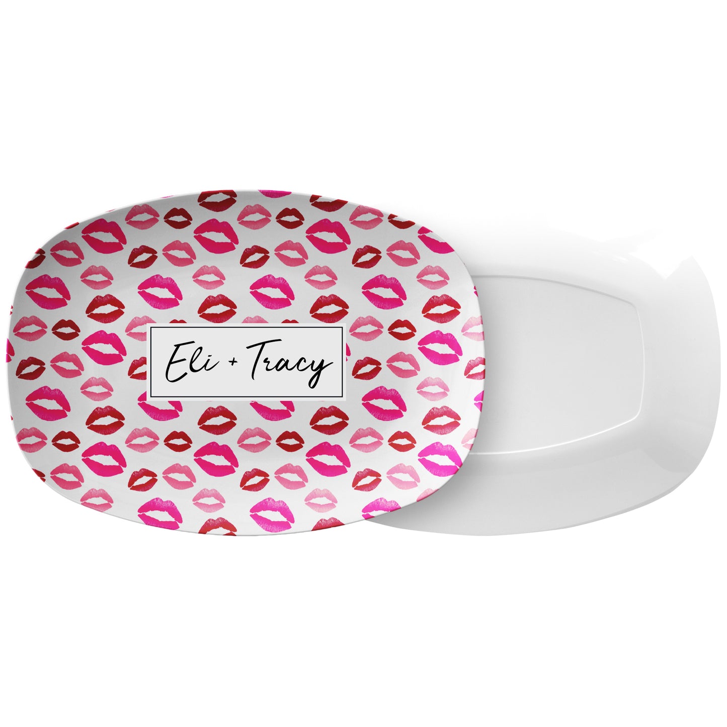 Personalized Watercolor Lipstick Kisses Serving Platter, Luxury Plastic