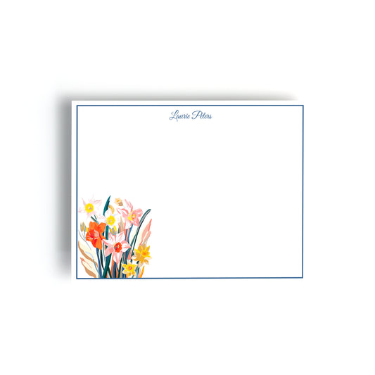 Personalized Birth Month Flower Boxed Notecards, March - Daffodil