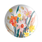 Personalized round birth month flower plate with daffodils floral design and custom name