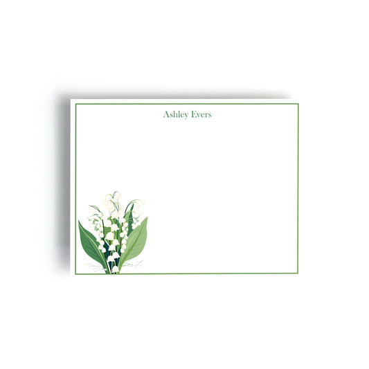 Personalized Birth Month Flower Boxed Notecards, May - Lily of the Valley
