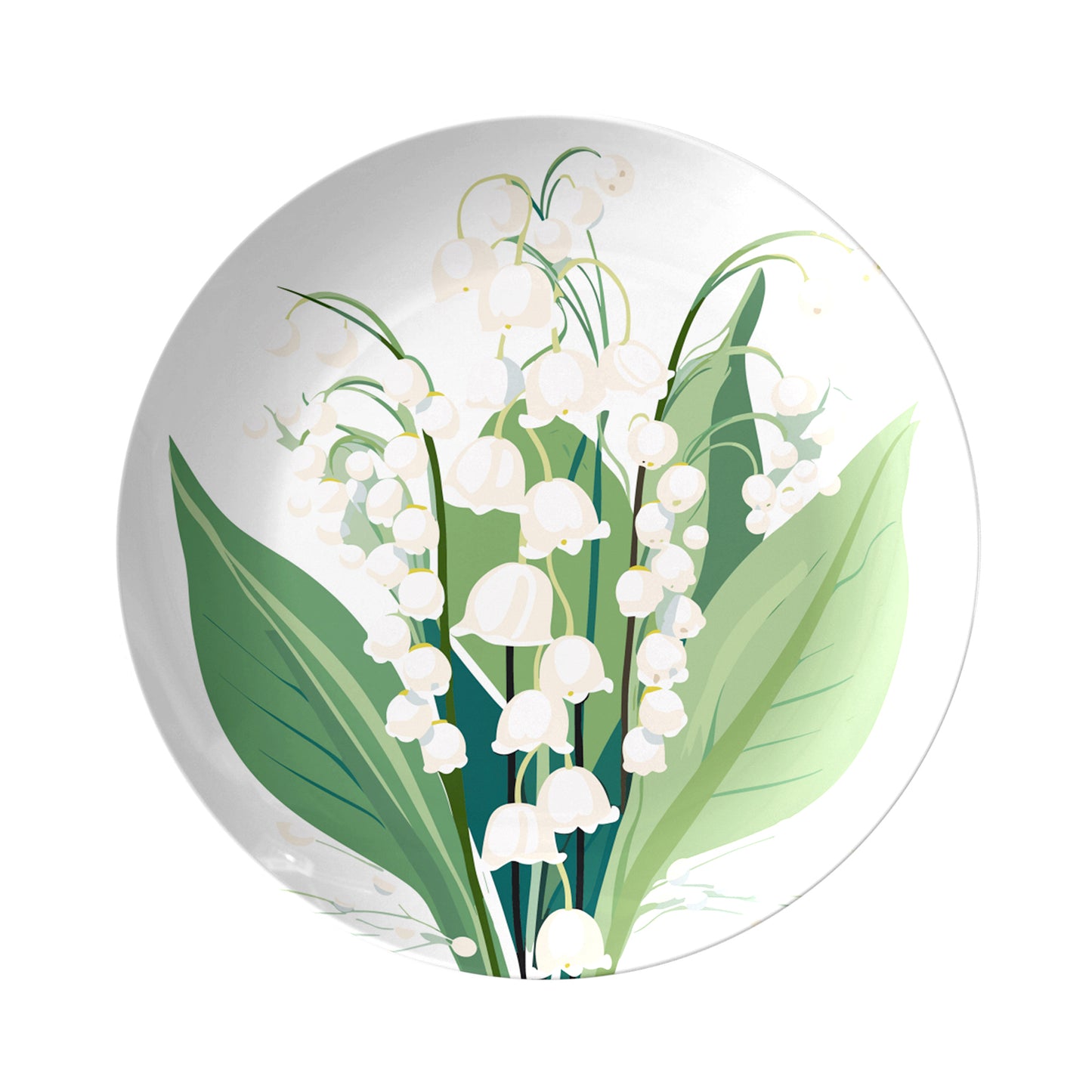 May Birthday Lily of the Valley Flower Print Round Plate 