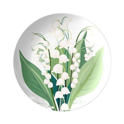 May Birthday Lily of the Valley Flower Print Round Plate 