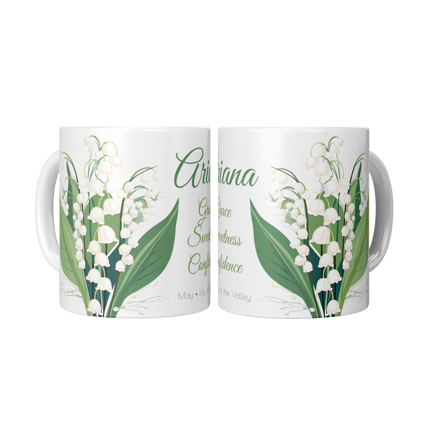 Personalized Birth Month Flower Mug, May - Lily of the Valley