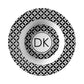 Mid Century Modern Dinnerware - monogrammed bowl with black, grey, white geometric pattern and monogram initials