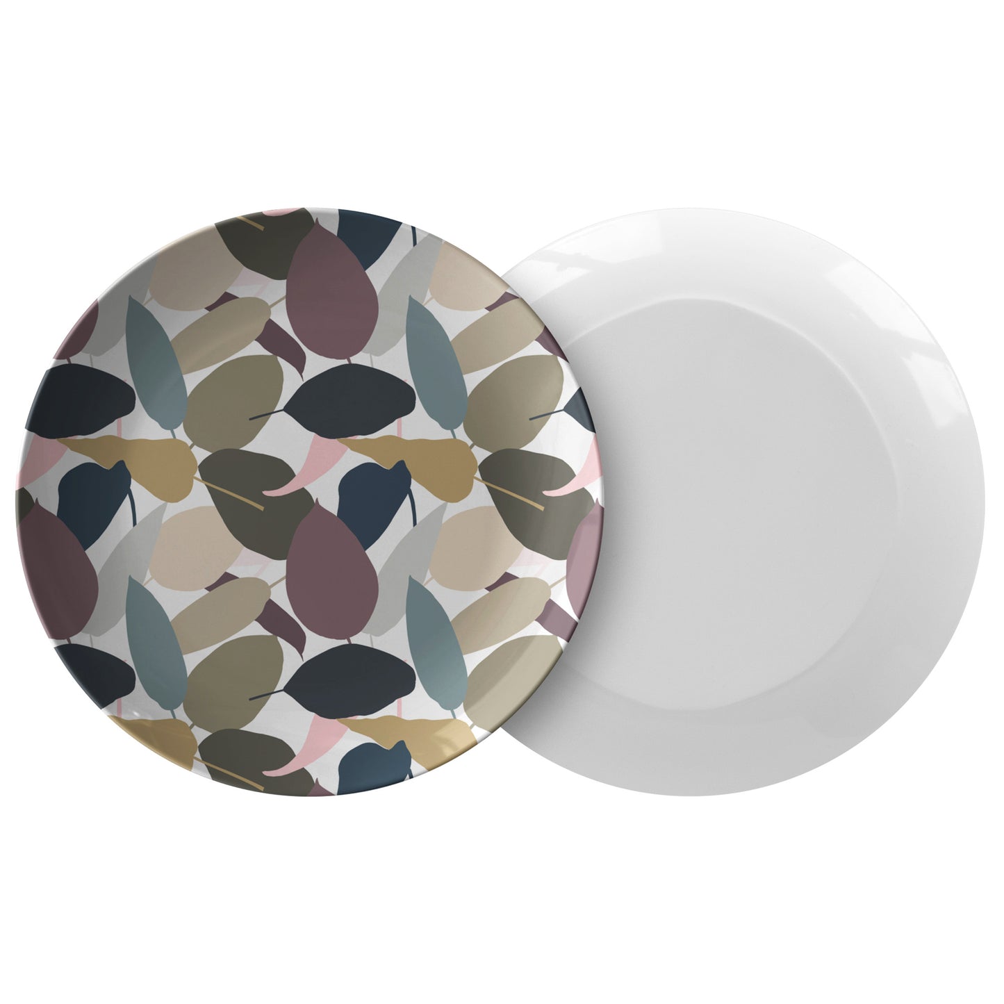 Modern Solid Leaf Plates, Set of 4, Earth Tones, Luxury Plastic