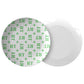 Stylized Monogram Dinner Plates 10"D, Green, Luxury Plastic, Choose Single or Set
