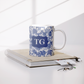 Personalized Coffee Mug, Floral Batik, Blue & White
