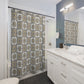 Mosaic Tile Shower Curtain, Gold and Ivory