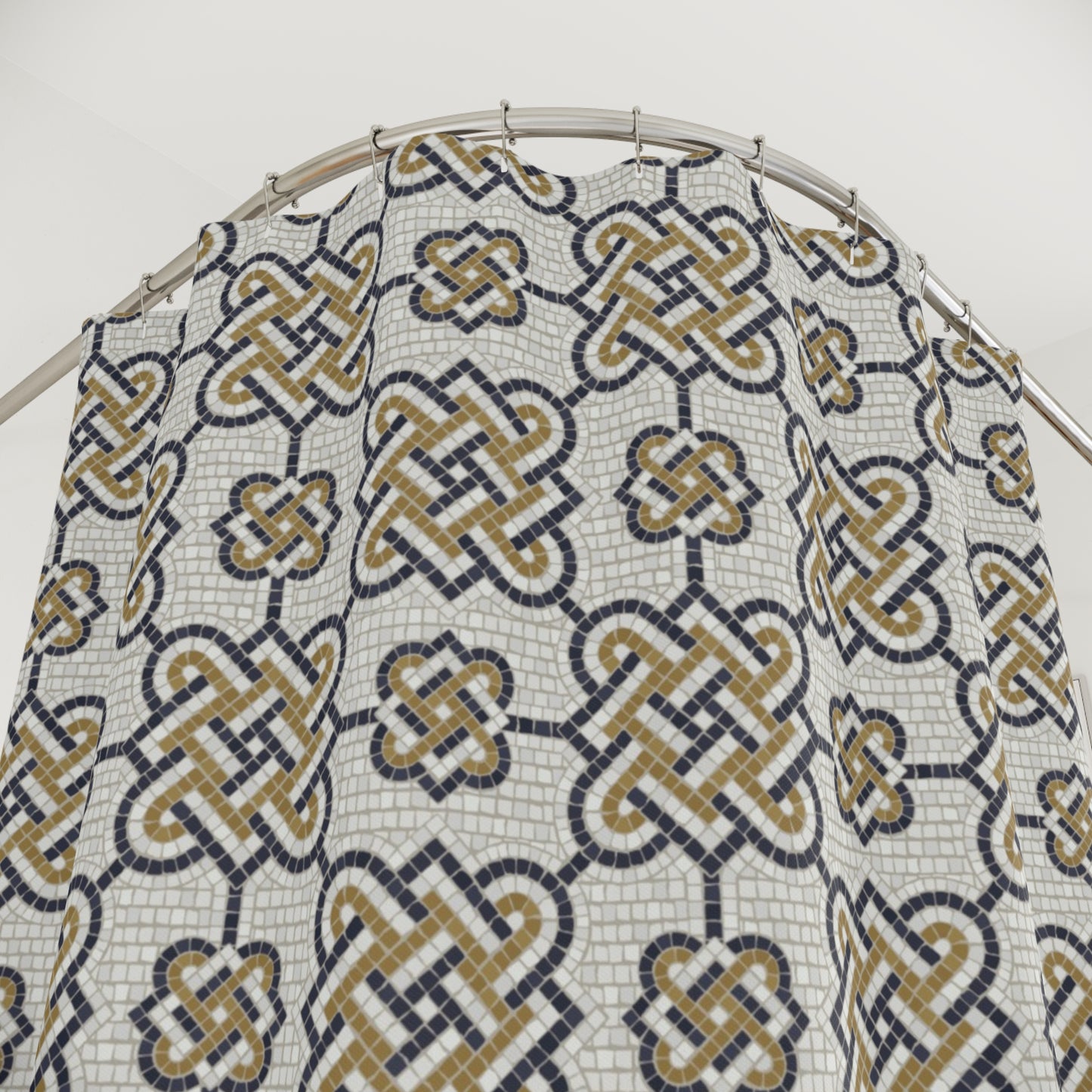 Mosaic Tile Shower Curtain, Gold and Ivory