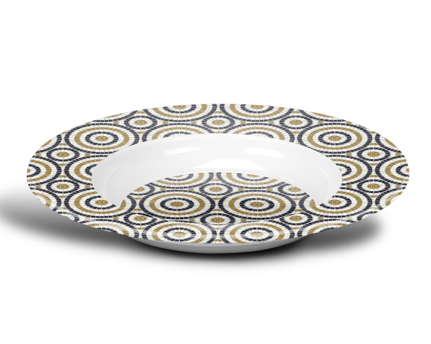 Mosaic Bistro Tile Print Bowl, Circular Pattern, Luxe Plastic